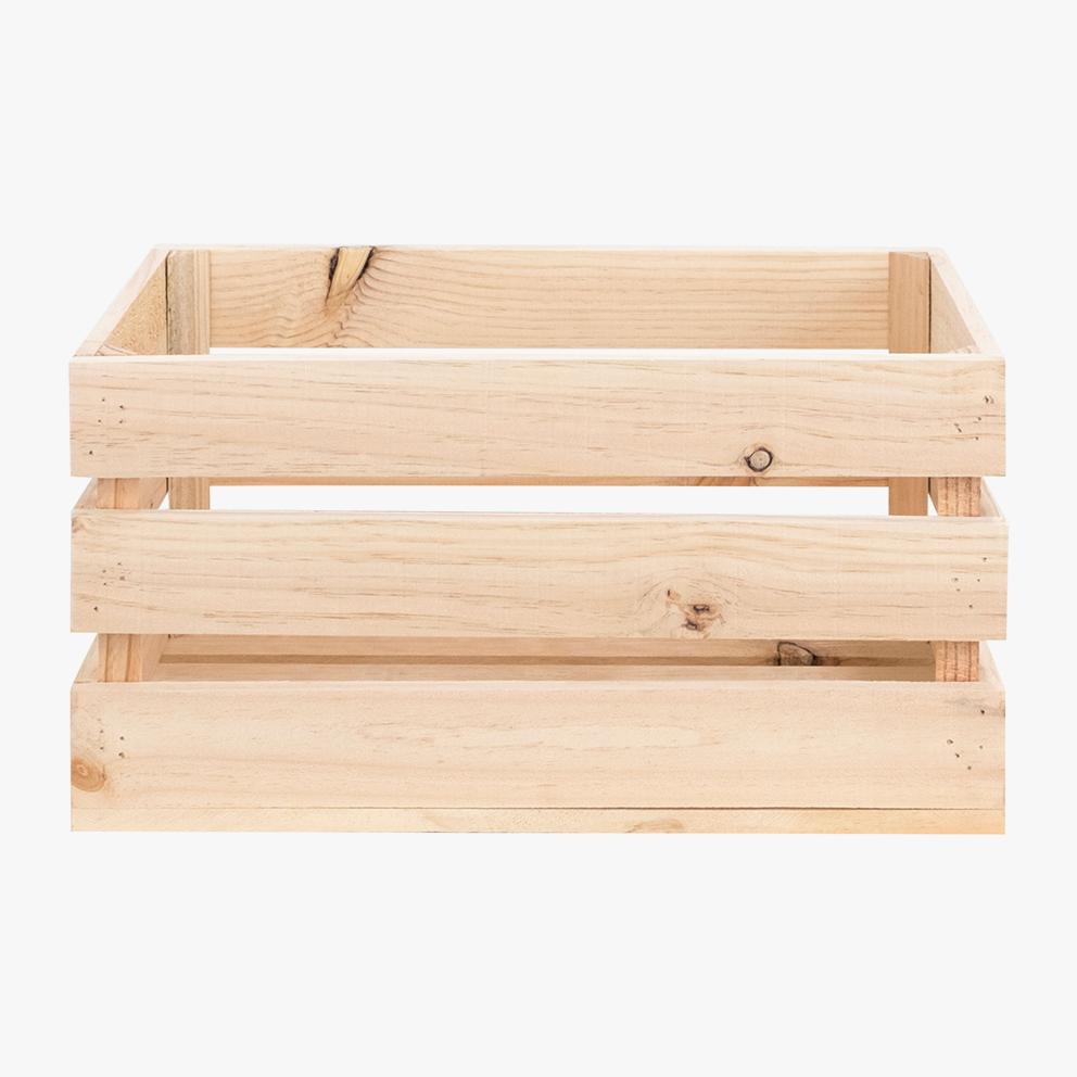 Pack de 3 cajas de madera maciza en tono natural grandes Alto: 25.5 Largo: 49 Ancho: 29.5