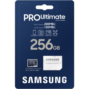 Carte Micro SD SAMSUNG 256 Go Pro Ultimate avec adaptateur