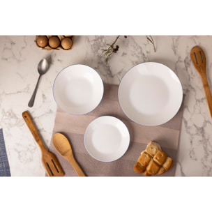 Juego de vajilla de 12pzs blanco con borde azul san ignacio