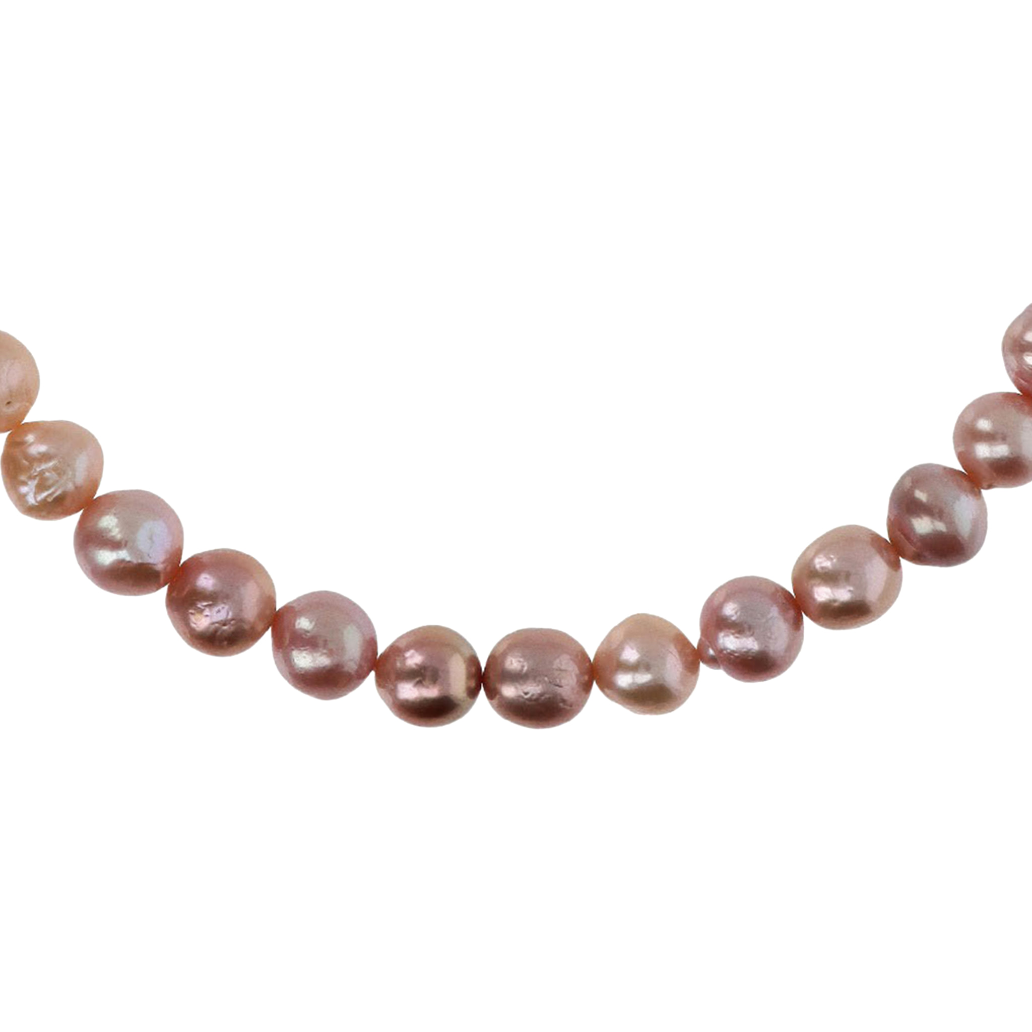 PERLAVIVA - Collana Girocollo in Argento 925 placcato Oro Rosa 18Kt con Perle Multicolor d'Acqua Dolce Ø 9/10 mm