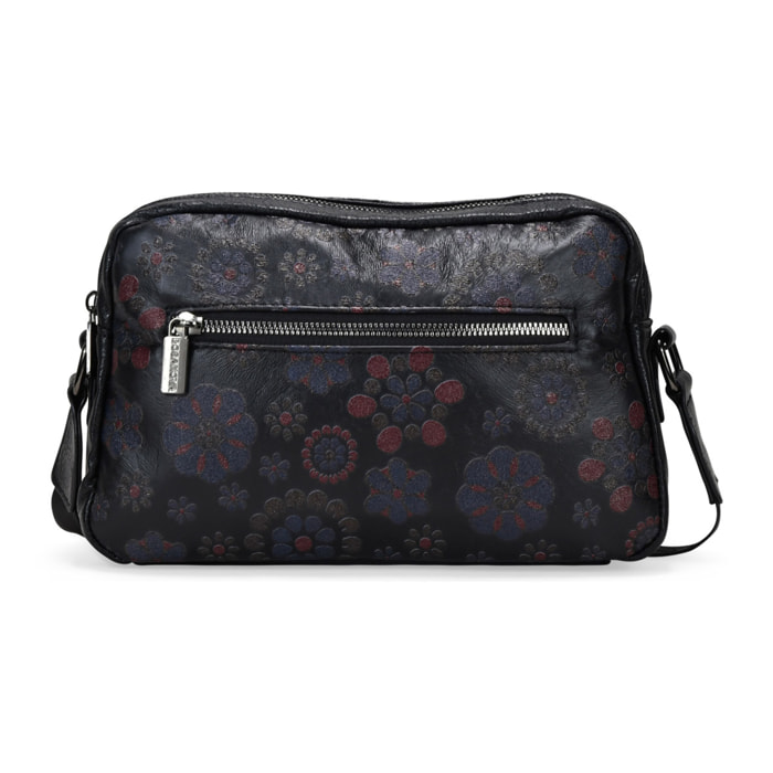 Bolso bandolera negro con estampado floral