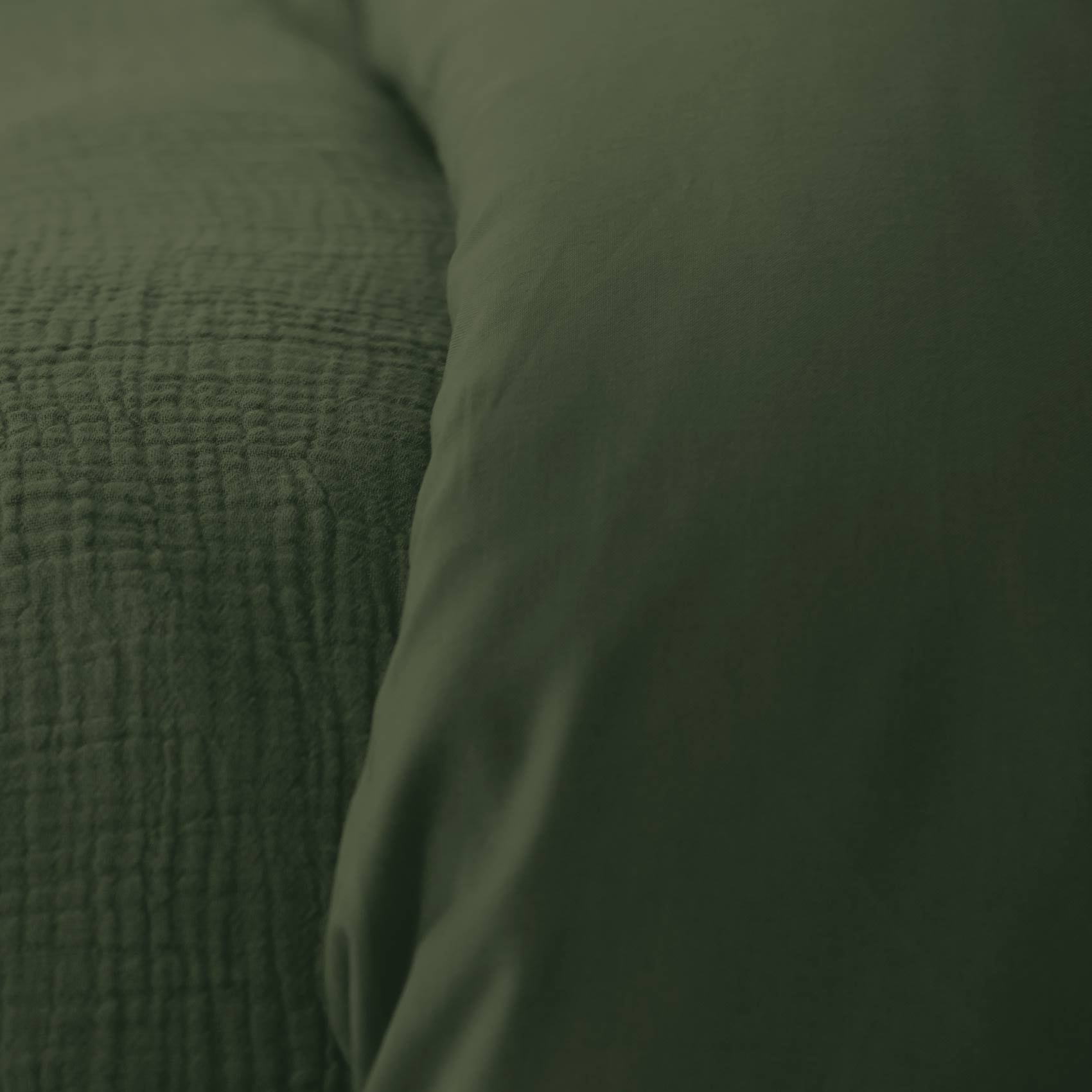 Parure de lit en double gaze de coton - Vert Olive