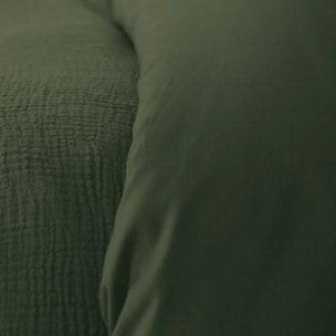 Parure de lit en double gaze de coton - Vert Olive