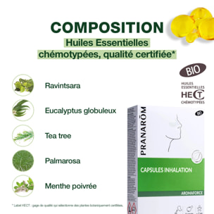 Pranarom - Capsules inhalation pour dégager le nez - Bio - 15 capsules