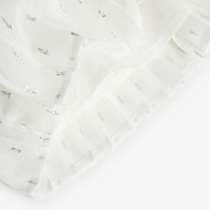 Falda plisada para niña en gasa lisa de color blanco
