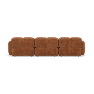 Grace - canapé modulable d'angle réversible 4 places en velours texturé - Rouille