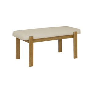 Banc, bout de lit bois d'hévéa teinte naturelle et tissu texturé NOMA