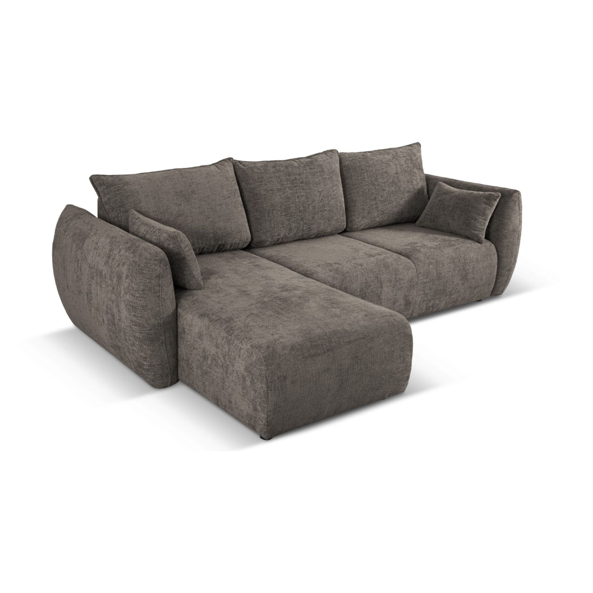 Canapé d'angle gauche convertible avec coffre de rangement "Matera" 4 places en chenille gris