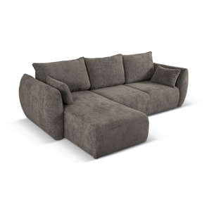 Canapé d'angle gauche convertible avec coffre de rangement "Matera" 4 places en chenille gris