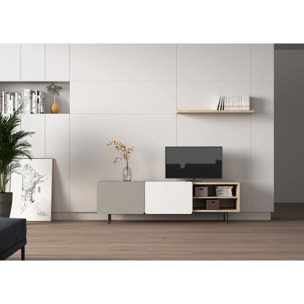 Bajo tv Biscuit roble-arena-blanco 54x180x44 cm