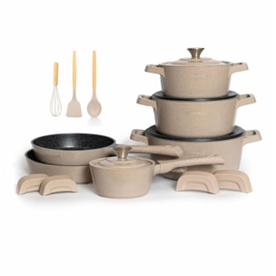 Batterie de cuisine 14 pièces Beige Royalty Line RLOS1014-BEIGE