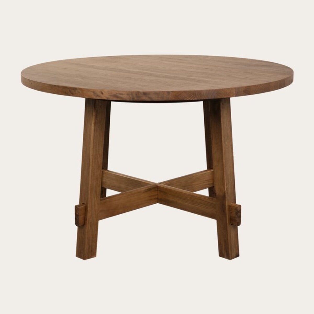 Table à manger Nevile -bois massif d'araucaria-couleur noyer 120 x 78 x 120 cm