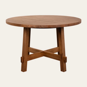 Table à manger Nevile -bois massif d'araucaria-couleur noyer 120 x 78 x 120 cm