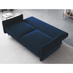 Canapé convertible avec coffre de rangement "Vermont" 3 places en velours bleu roi