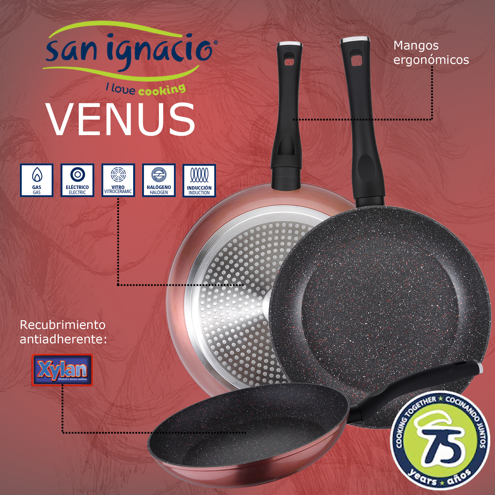 PACK DE 3 SARTENES Ø20/24 y 28 cms + BATERÍA DE COCINA 8PC EN ACERO INOXIDABLE