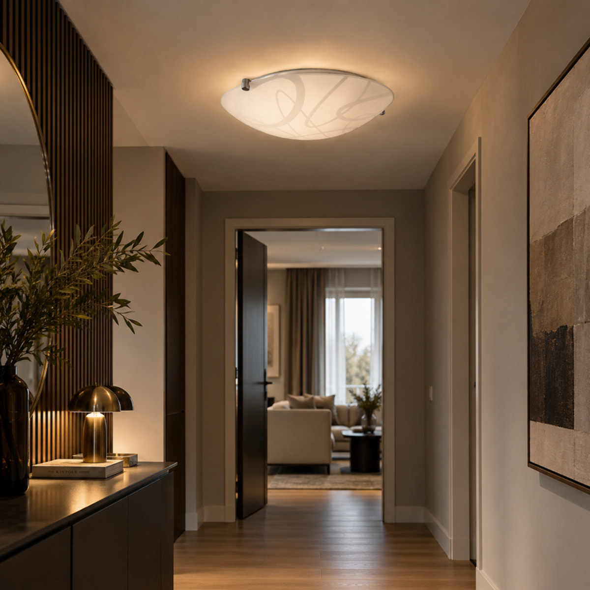 Plafoniera LED con vetro satinato