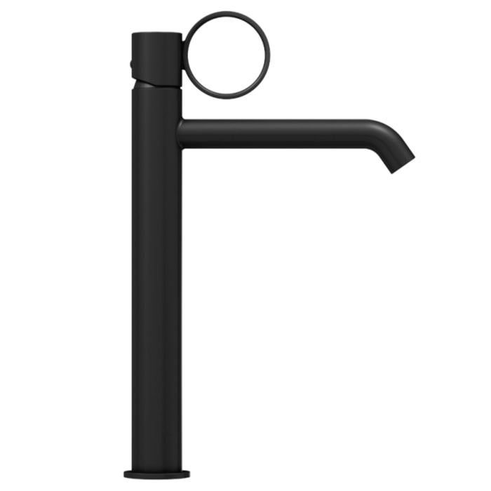 Mitigeur lavabo haut Vivienne noir mat avec bague noire mate