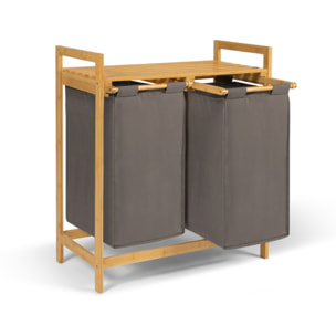 Panier à linge Maya 2 compartiments bambou