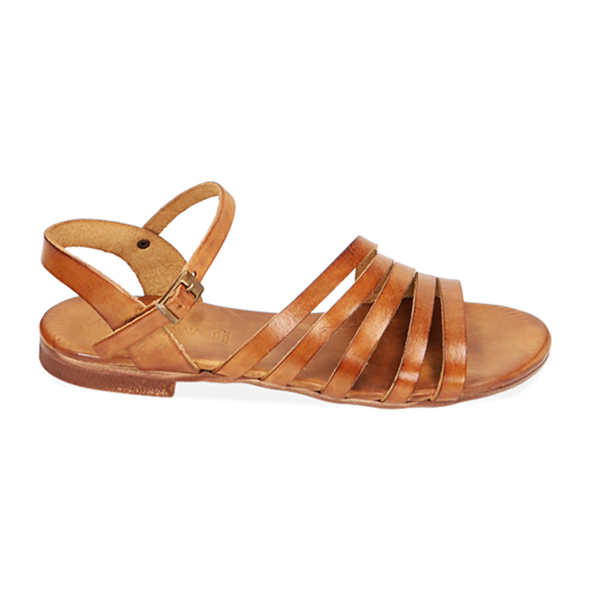 Sandali cognac in pelle di vacchetta