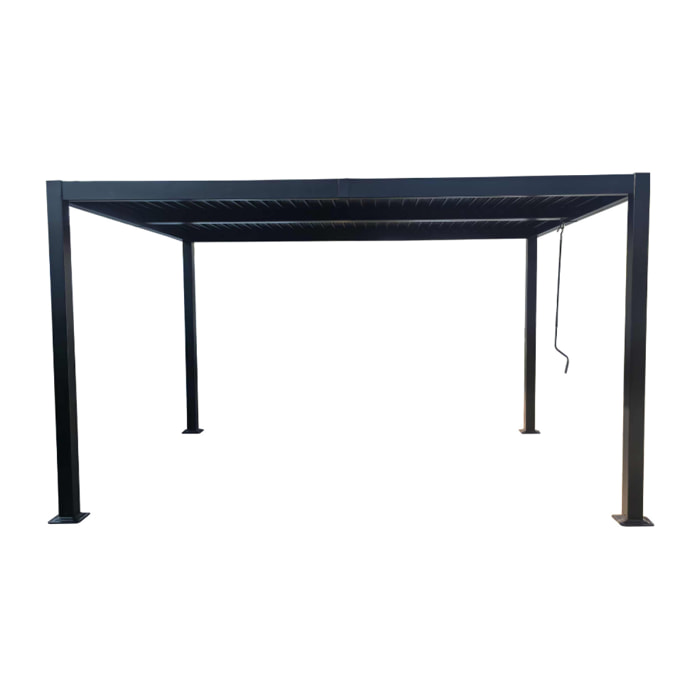 Pergola bioclimatique 4x3m structure et lames en aluminium noir LUAU