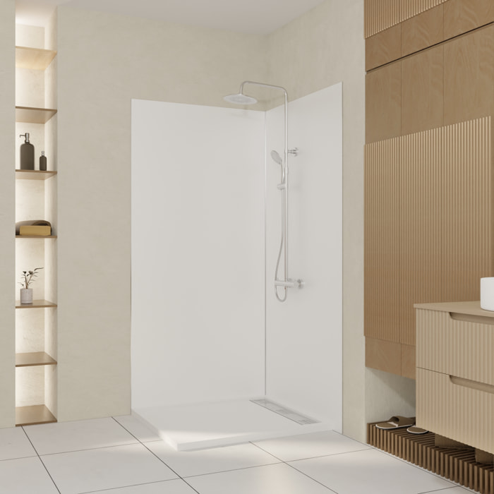 Lot de 2 Panneaux Muraux Aluminium Blanc 90+120 x 210 cm avec Profilés Chrome - WALL'IT