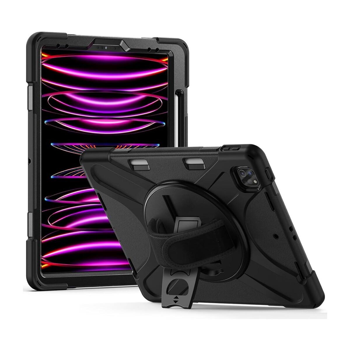 Coque antichoc noire robuste pour iPad Pro 12.9' (2018/2020/2021) pouces avec Poignée Ajustable