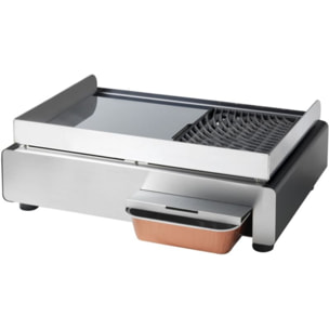 Plancha électrique KRAMPOUZ GECIO2OA00 GECIO2OA00 inox zones barbecue/plancha 2 brûleurs à poser, 70x40 cm