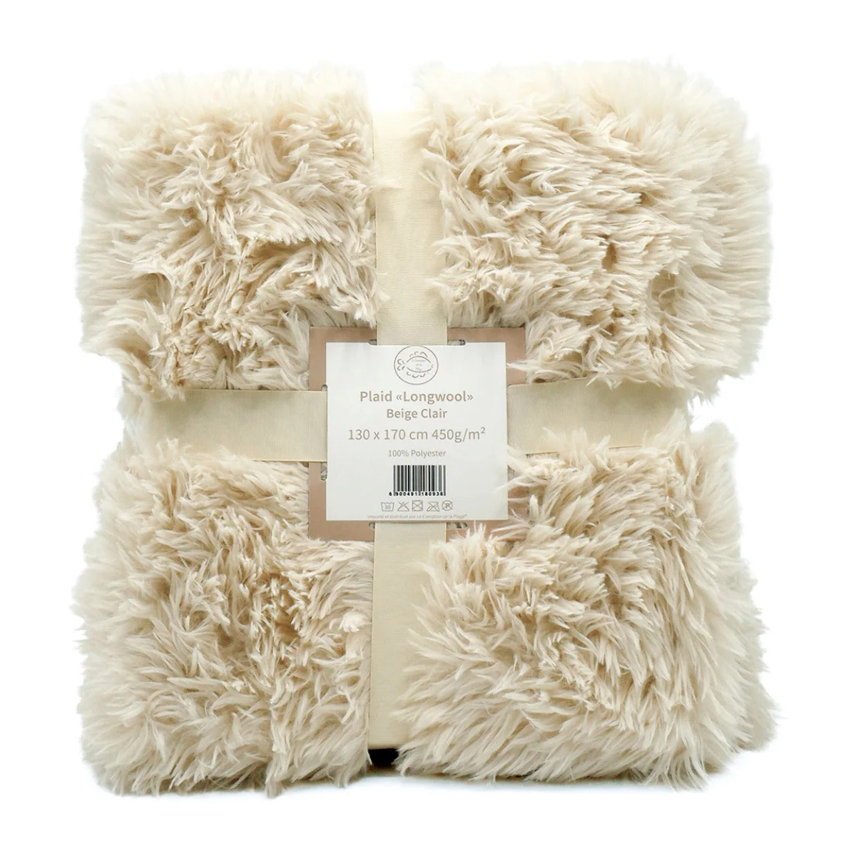 Plaid imitation poils longs - Longwool Beige Clair - 130x170cm - 450g/m²