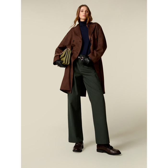 Oltre - Pantalones cargo de sarga - Verde militare
