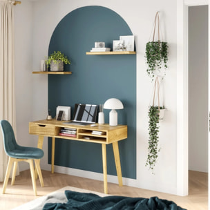 Bureau 1 tiroir et 3 niches en bois clair - Moka