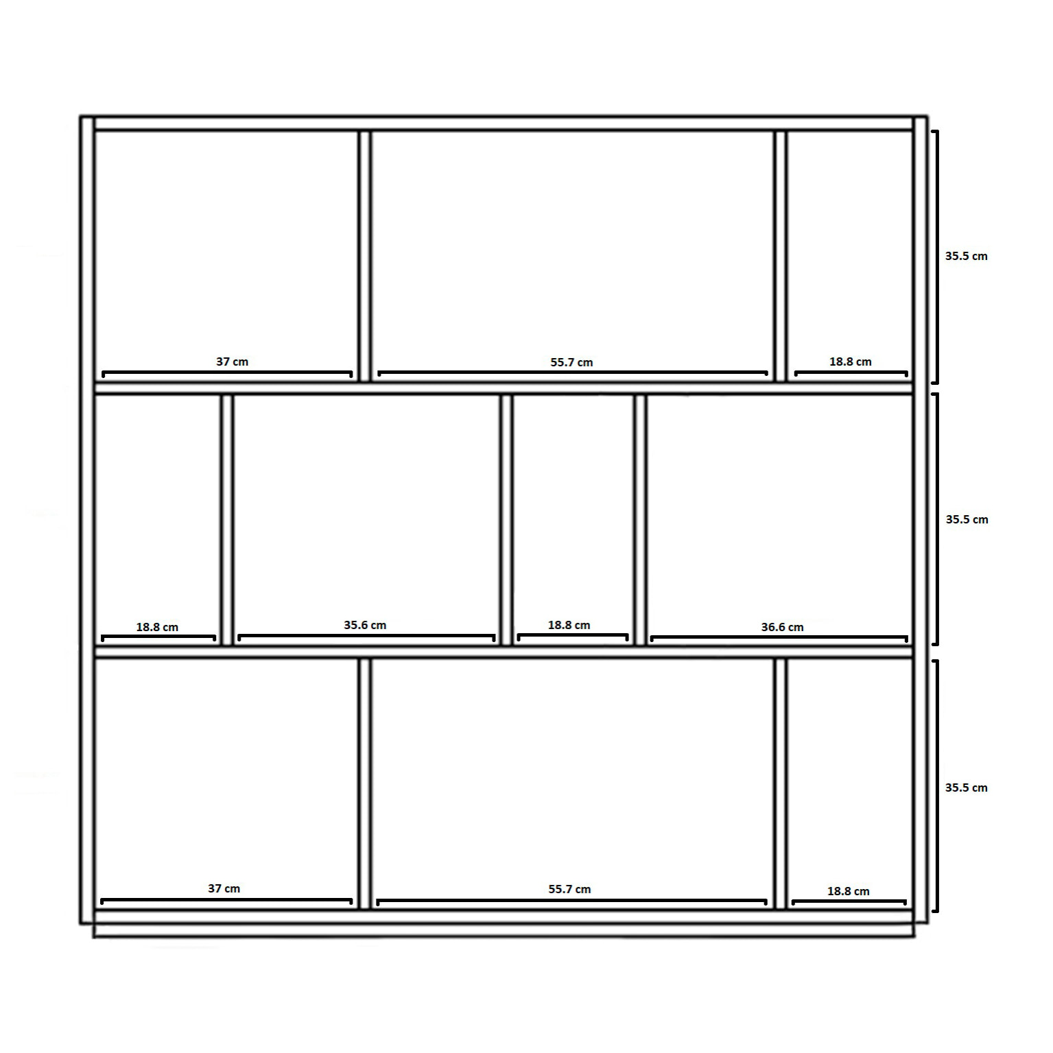 Estantería librería Nack melamina nogal 117x119x32 cm