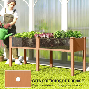 Huerto Urbano Elevado de Madera, Mesa de Cultivo con Patas, 6 Orificios de Drenaje, para Cultivo, Plantas, Flores y Verduras, 184x59x76,5 cm, Marrón