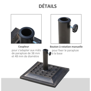 Pied de parasol résine 9 kg - pour mât de Ø 38/48 mm - 44 x 44 x 33 cm - bronze