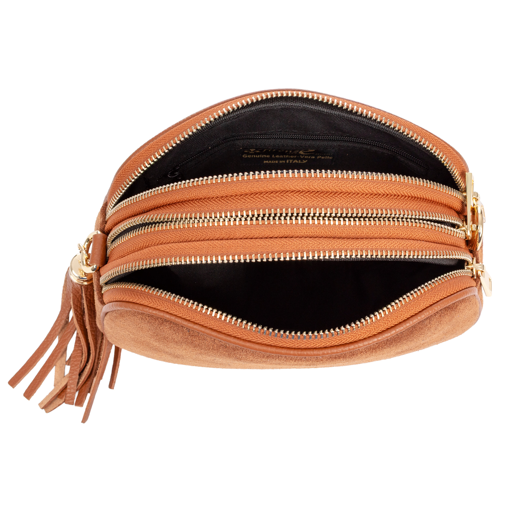 Aliminusa bolso bandolera Mujer. Piel auténtica Gamuza y Dollaro.