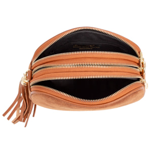 Aliminusa bolso bandolera Mujer. Piel auténtica Gamuza y Dollaro.