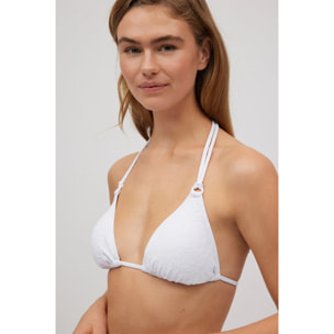 Set bikini a triangolo con trama bianca