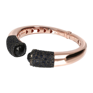 Bracciale Rigido con Onice Nero e Pavé in Prisma Gem Blu