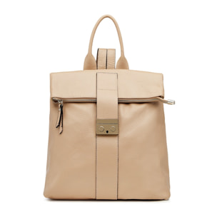 Borse Donna colore Beige-in pelle Made in Italy 38x33x14cm