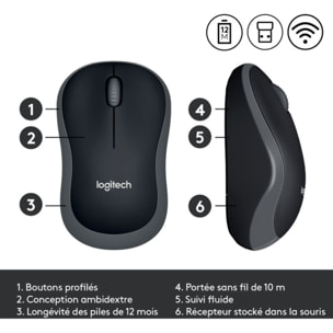 Souris sans fil LOGITECH M185 Swift Grey