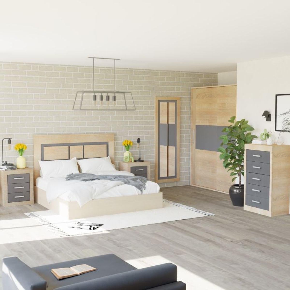 Dormitorio Kira 5C Plus Cambria - Grafito