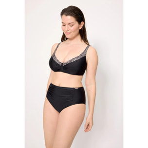 Slip bikini vita alta modellante Nero