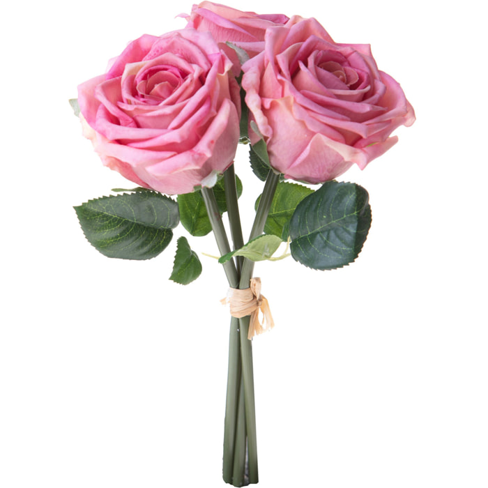 Bouquet Rose Per 3 Fiori 30 Cm Natale Touch - Pezzi 3 - 17X30X17cm - Colore: Rosa - Bianchi Dino - Fiori Artificiali