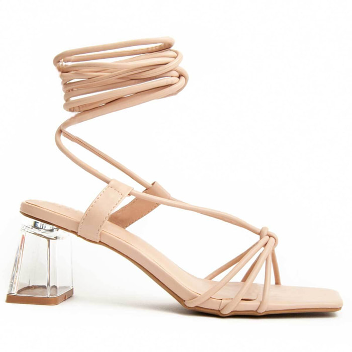 Sandalia de tacón - Beige - Altura: 6 cm