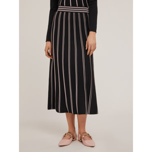 Motivi - Gonna a righe in maglia effetto plissé - Nero