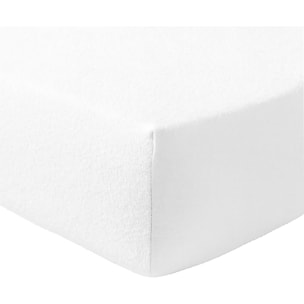 Drap housse 100% flanelle de coton uni - blanc