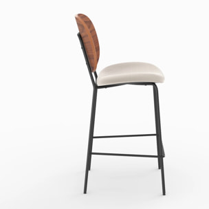 Lot de 2 chaises pour îlot central 65,5 cm en tissu beige - Simone