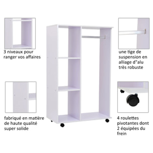 Armoire penderie armoire de rangement mobile panneaux de particules blanc