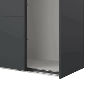 Armadio multiuso 2 ante Gomer, Mobile multifunzionale, Mobiletto scarpiera, Guardaroba porta scarpe, 179x65 h220 cm, Grigio