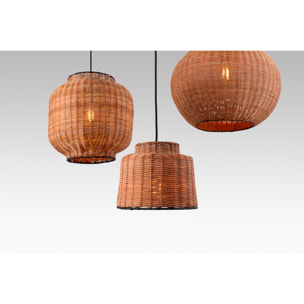 SAIPAN Lampe suspension noire/rotin