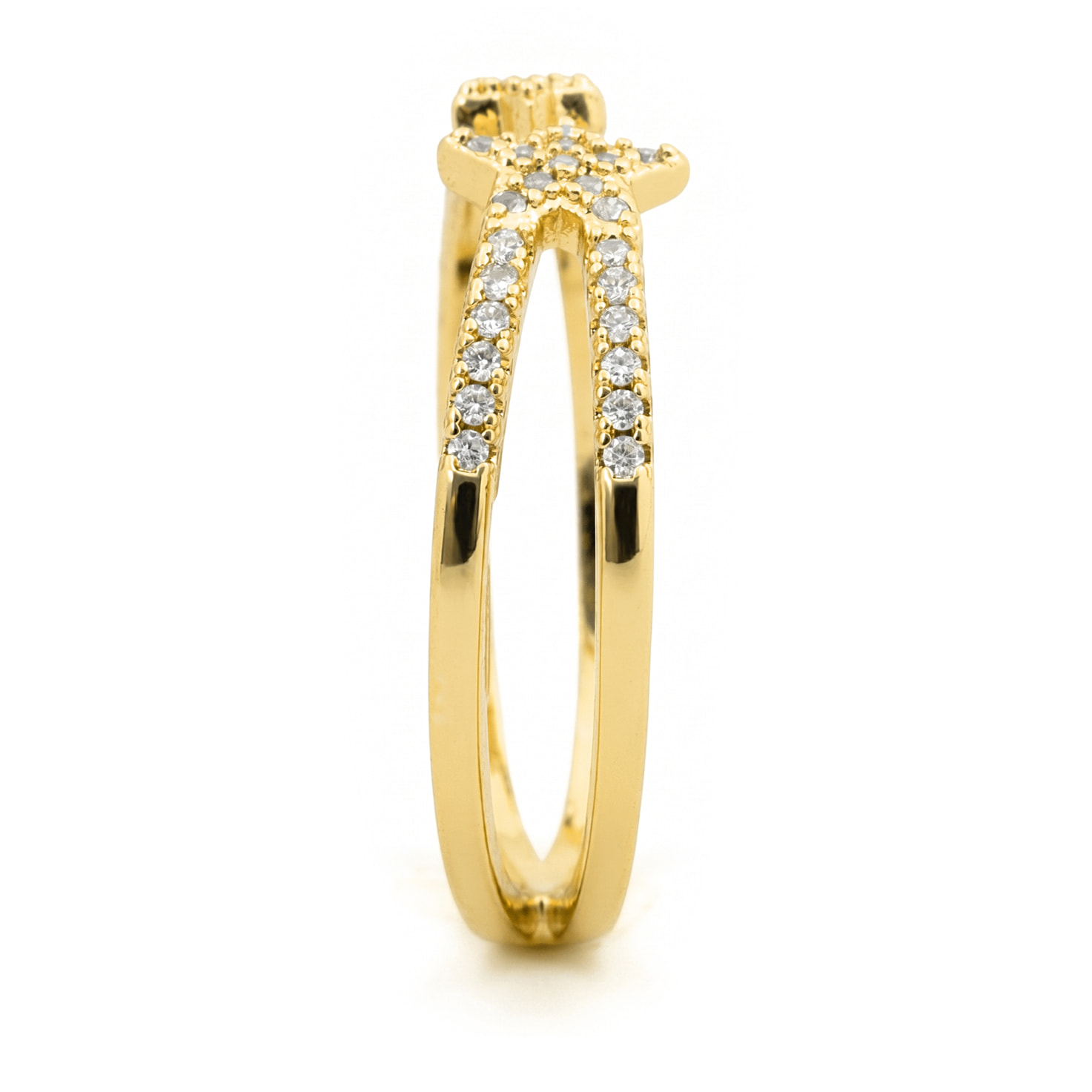 Anillo de Aleación de Metal y Circonita Brillante acabado en oro amarillo de 18k